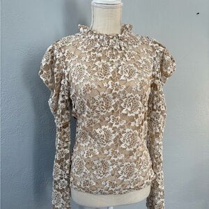 Dolan Cream Lace Floral Blouse